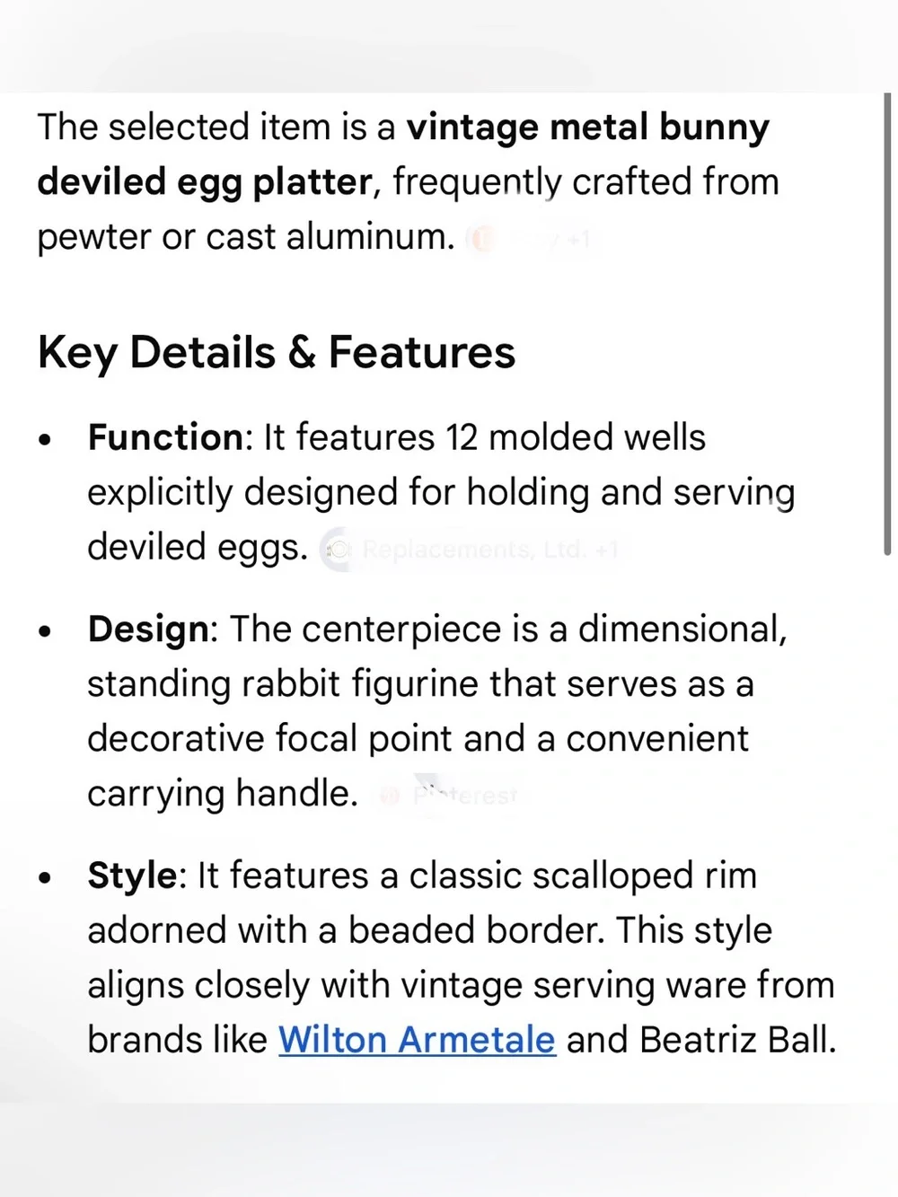 Silver Metal Bunny Deviled Egg Tray
